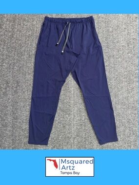 Fabletics Men's Large Navy Stretch Athletic Jogger Pants Drawstring Tapered
